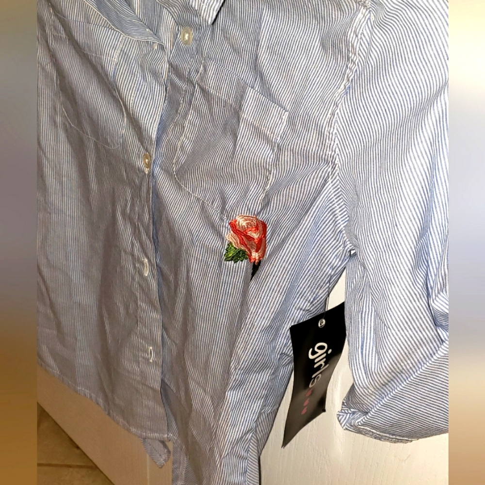 Shirt with with embroidery flower and Love word. Size 14